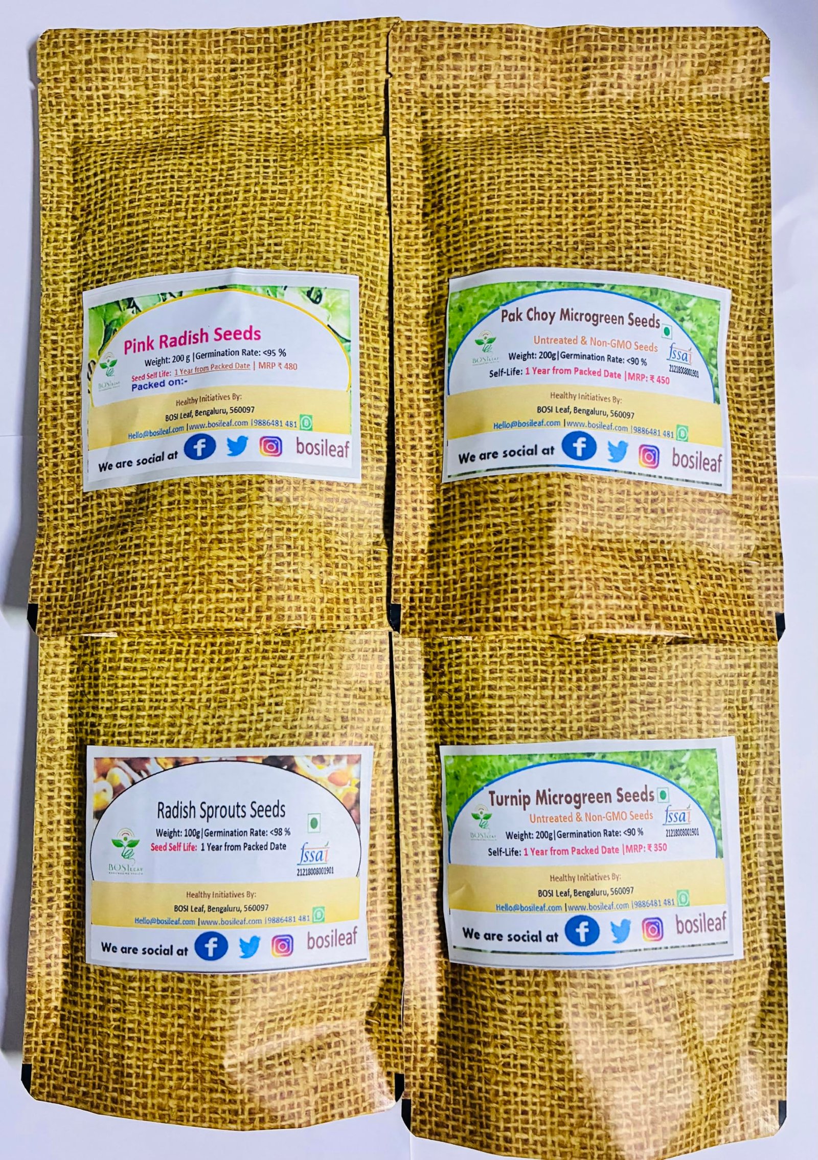 Microgreen Seeds Mix -4 Varieties (Turnip, Radish, Mustard) -800g